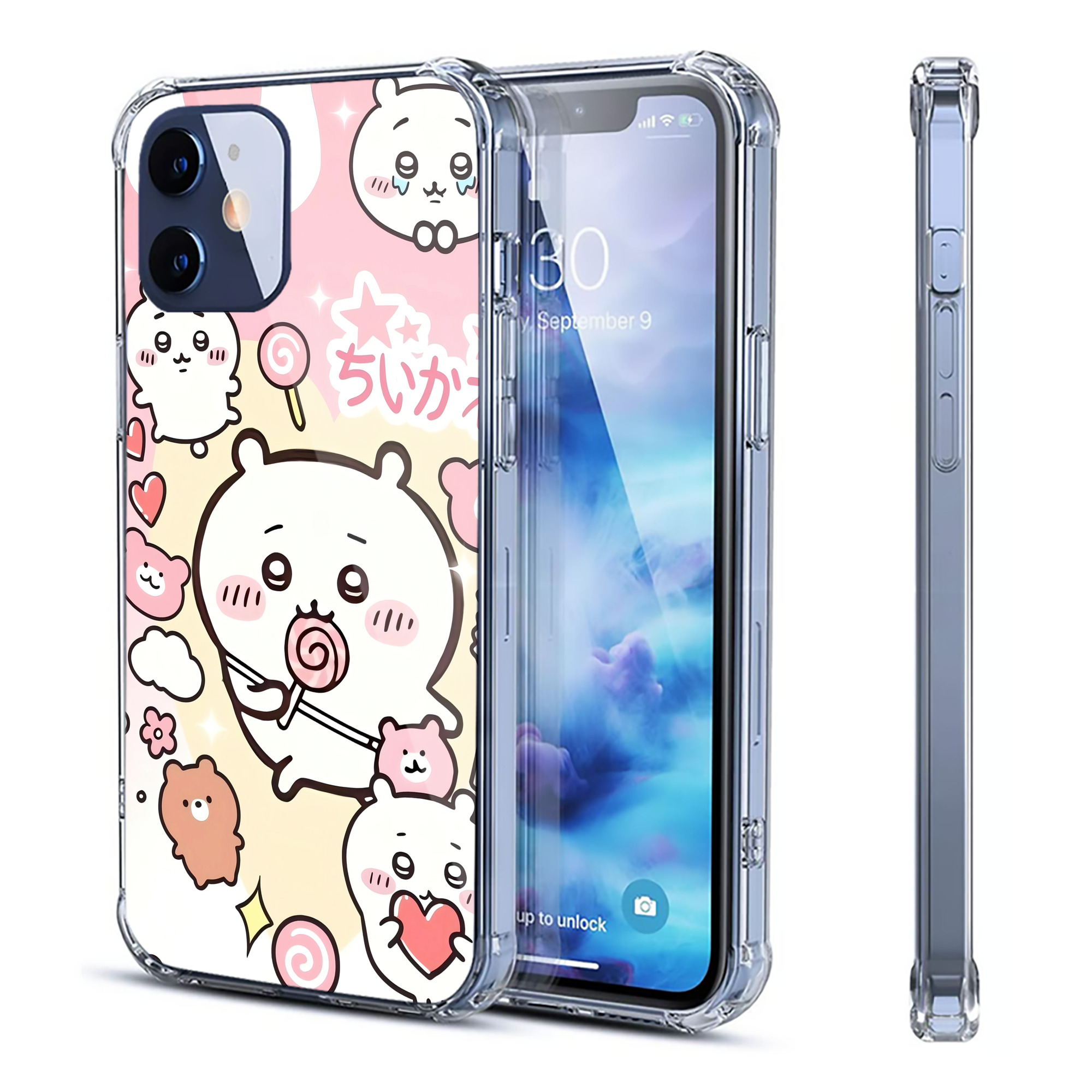 （画像用） ちいかわ Chii-kawa 【iPhone 12シリーズ対応】透明スマホケース（クリアソフトケース）